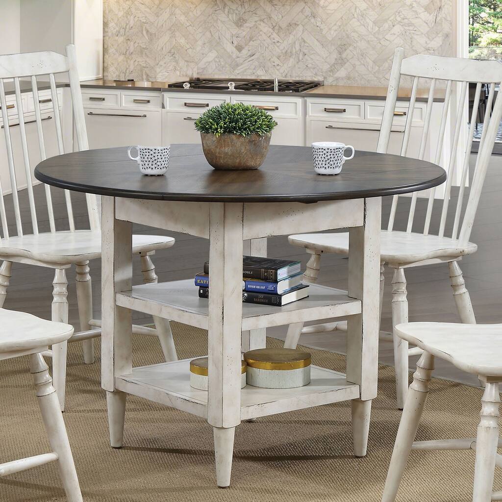The Gray Barn Riverbone Rustic Antique White Round Dining Table - Antique White