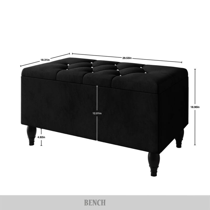 CraftPorch 2 Piece Bedroom Bench Set Velvet Wingback Upholstered Bed