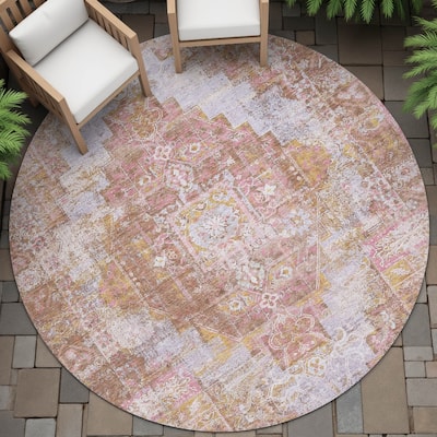 Machine Washable Indoor/Outdoor Traditional Global Chantille Rug