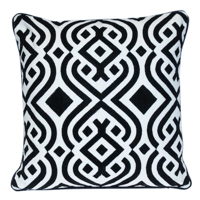 Square Stencil Striped Cotton Throw Pillow - 20" - Black and White