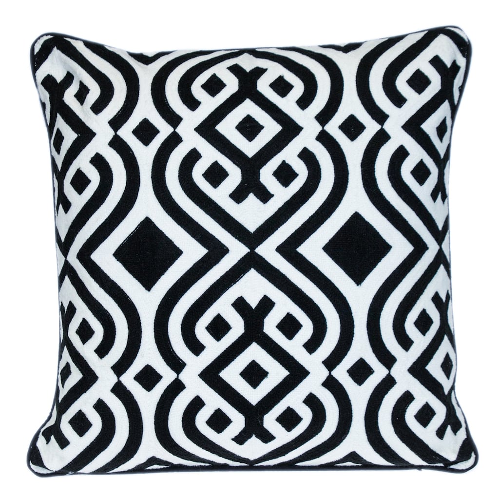 Square Stencil Striped Cotton Throw Pillow - 20" - Black and White