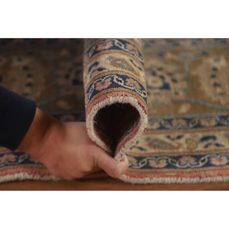 Hand Knotted Oriental 100% Wool Carpet Traditional Floral Pink Mashad Area Rug - 12' 5'' X 9' 4''