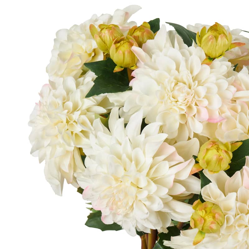 Faux Foliage Dahlia Tall Artificial Flower Stem - Set of 8 White - Roche River Decor