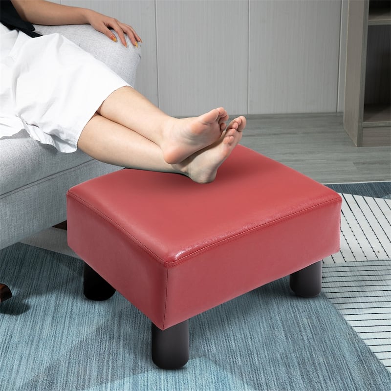 Ottoman Foot Rest,Small Foot Stool with Faux Leather Upholstery