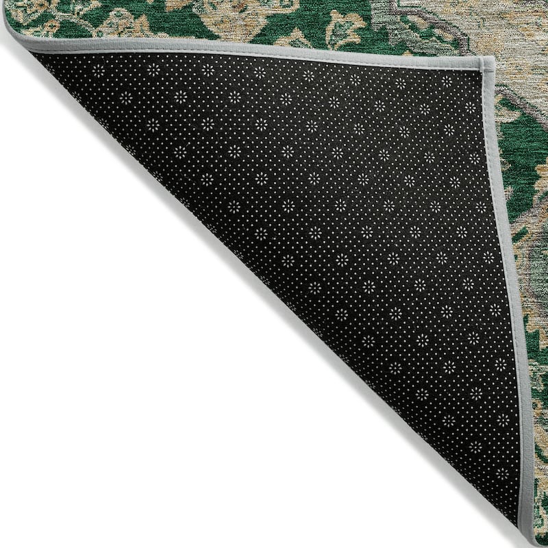 Machine Washable Indoor/ Outdoor Traditional Medallion Chantille Rug