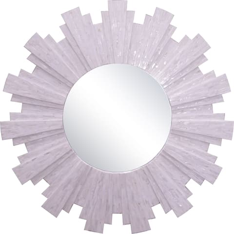 La Pastiche by overstockArt Sunburst Mother of Pearl Large Framed Mirror, 33" x 33" - 33x33