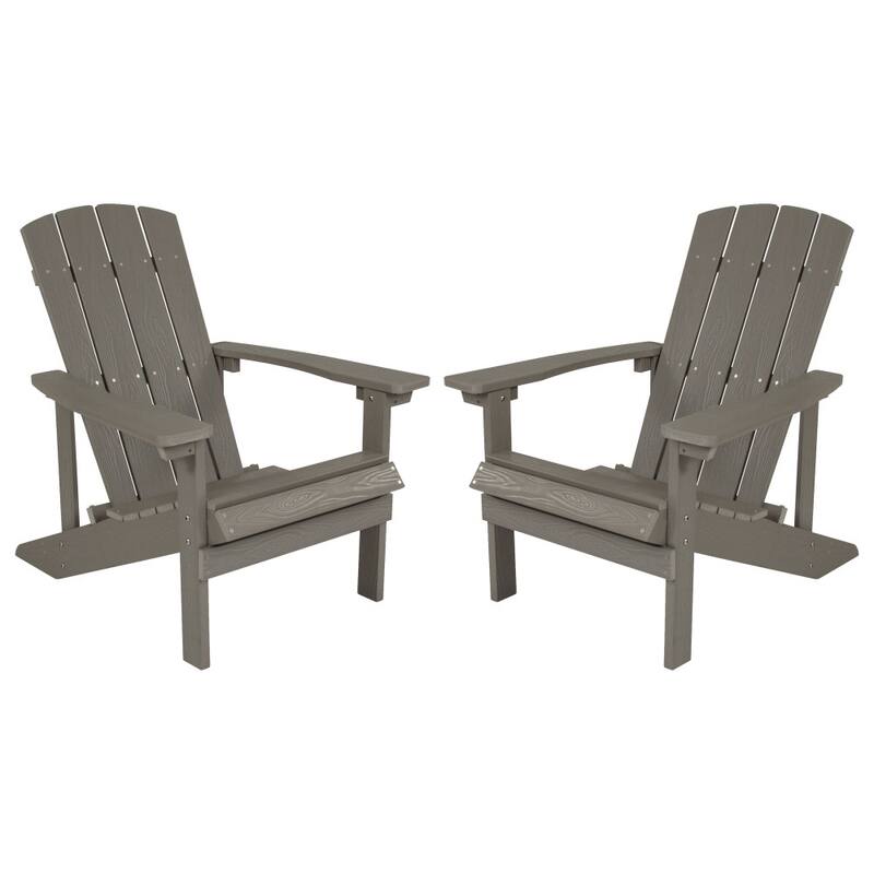Outdoor All-Weather Poly Resin Wood Adirondack Chairs (Set of 2)