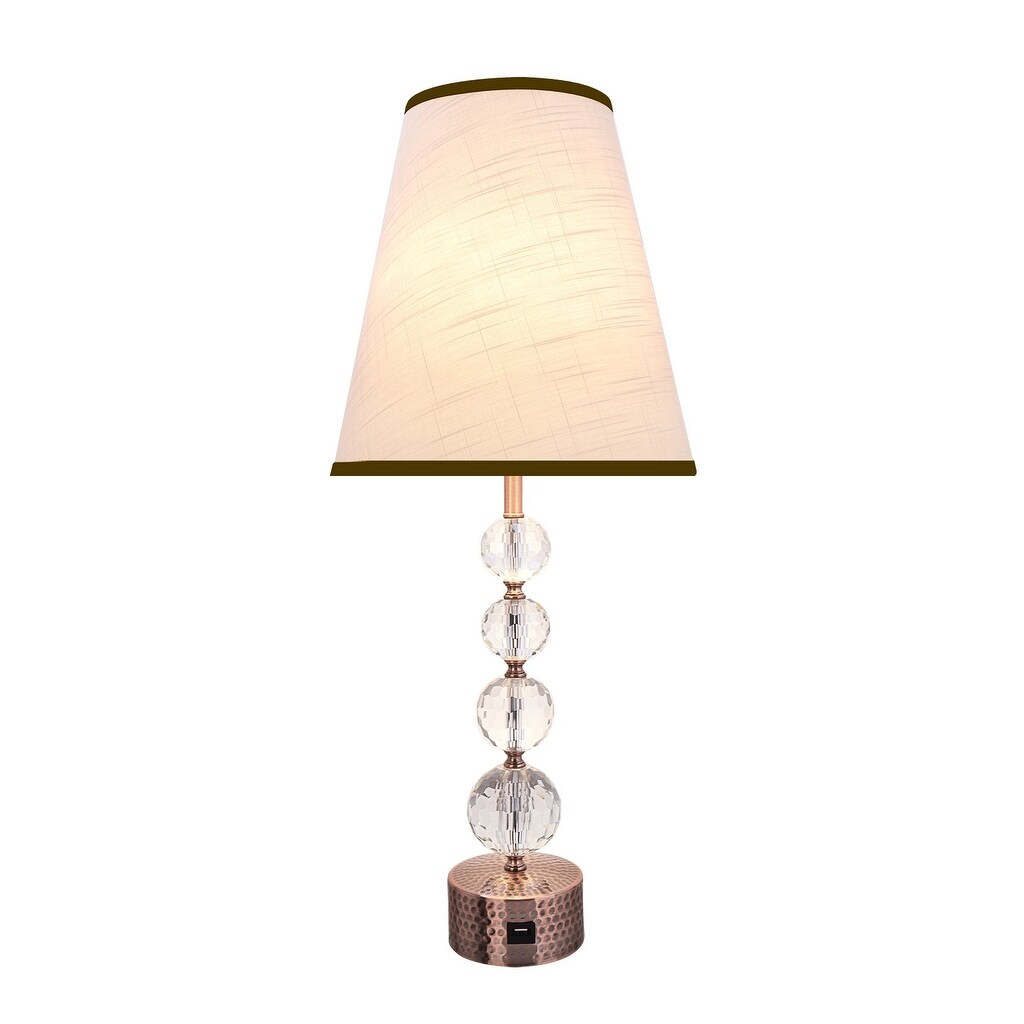 Aspen Creative 30 High Crystal Table Lamp Antique Red Copper Finish With Crystal And Hardback Empire Lamp Shade White 12 Wide On Sale Overstock 32142938