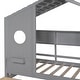 preview thumbnail 7 of 43, Kids Playhouse Bed Frame Wood Semi Enclosed House Bed with Storage Headboards & 2 Drawers, Roof Platform Bed, Wood Slat Support