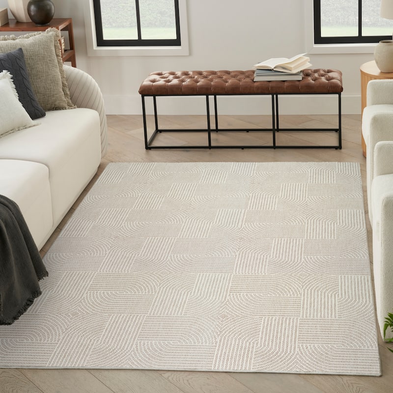 Nourison Textured Home Indoor only Geometric Area Rug - 10' x 14' - Beige/Ivory