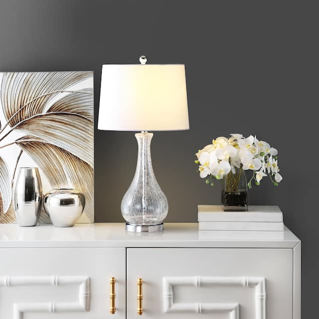 SAFAVIEH Lighting Finnley 28-inch Crackle Glass LED Table Lamp. - 14" W x 14" D x 28" H