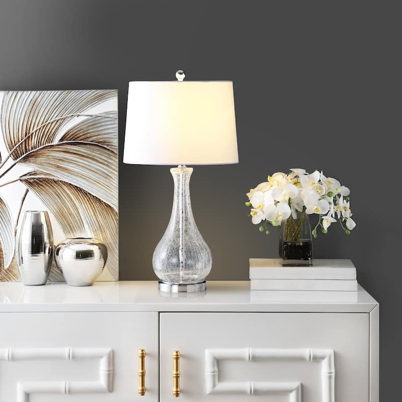 SAFAVIEH Lighting Finnley 28-inch Crackle Glass LED Table Lamp. - 14" W x 14" D x 28" H