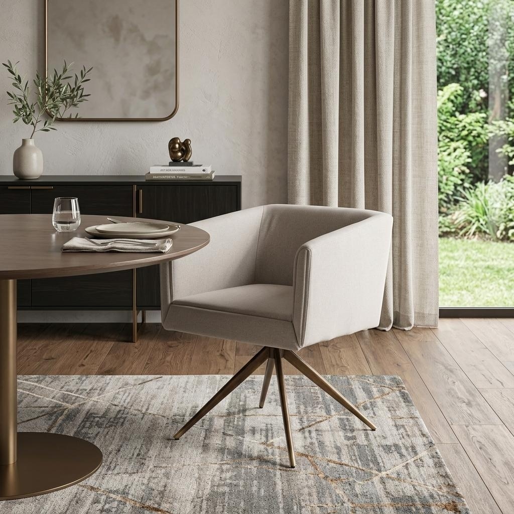 HomeRoots Light Gray And Brass Upholstered Fabric Dining Arm Chair - 25.20 in. x 30.30 in. x 24.80 in.
