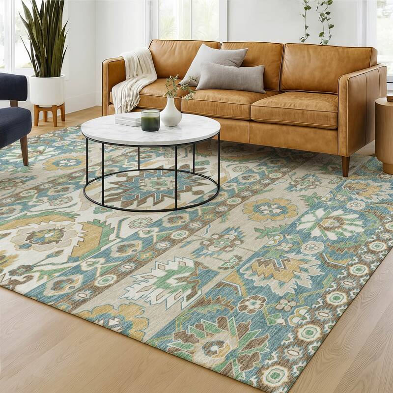 Machine Washable Indoor/ Outdoor Traditional Aspen Chantille Rug