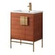 preview thumbnail 47 of 54, 24-inch Modern Bathroom Vanity Set w/ Vitreous China Sink Top Satin Brass - Spicy Walnut