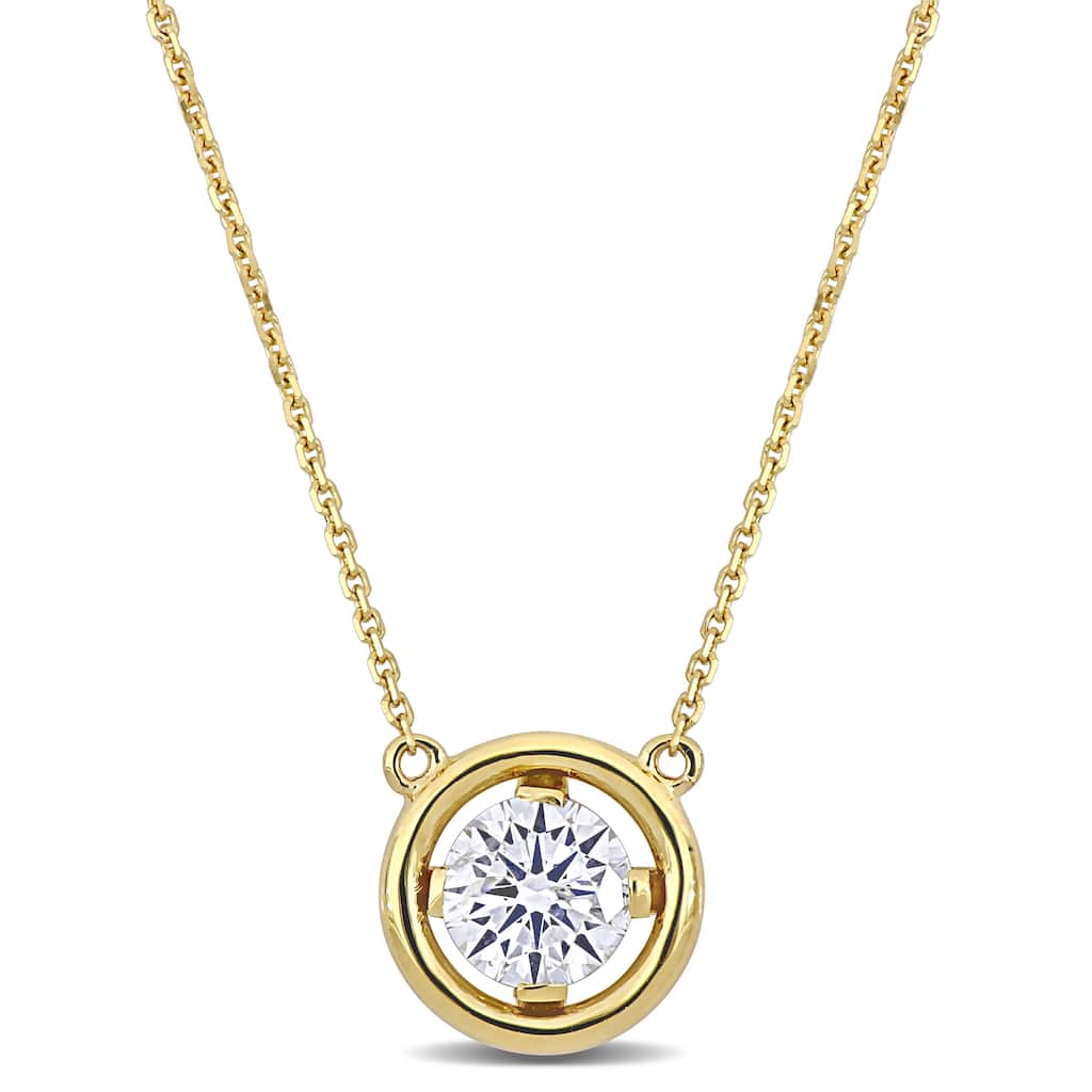 Miadora 1 1/10ct TDW Diamond Solitaire Station Necklace in 14k Yellow Gold