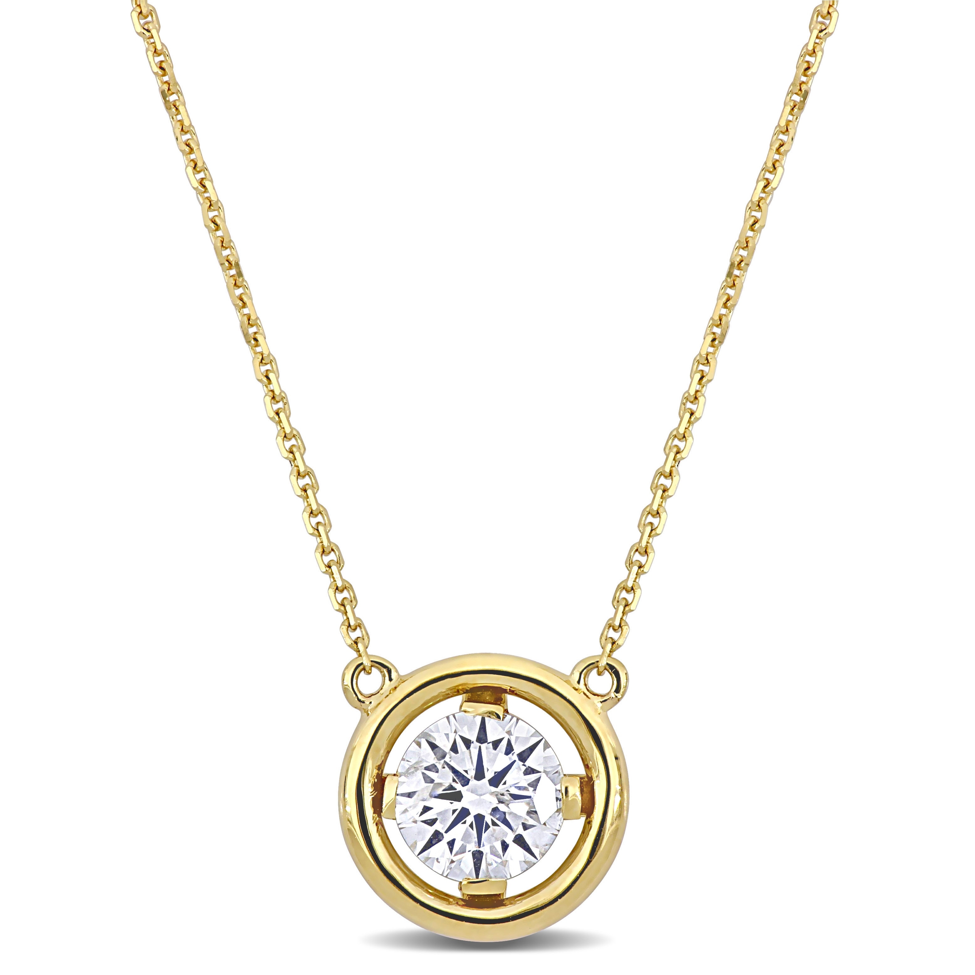 Miadora 1 1/10ct TDW Diamond Solitaire Station Necklace in 14k Yellow Gold