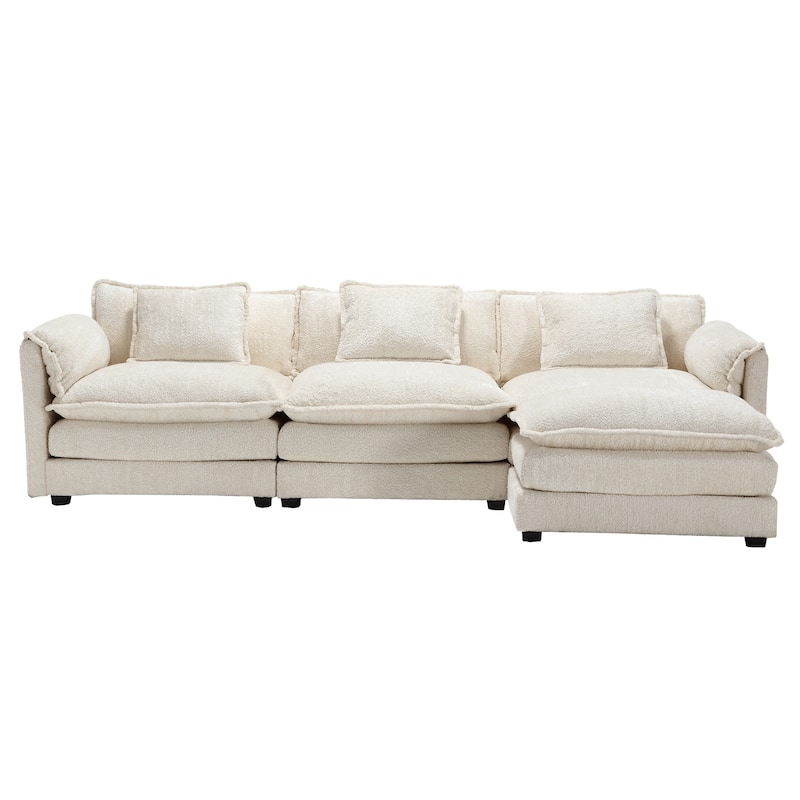 Chenille Fabric L-Shape Comfy Oversized three-seat Modular Sectional Sofa