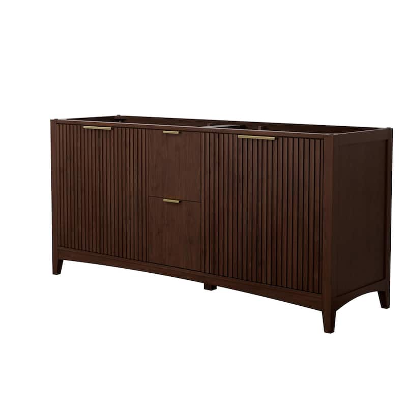 Wyndham Collection WCF9191-72D-CXSXXMXX Palmilla 72" Double Free - Dark Walnut / Brushed Gold Hardware