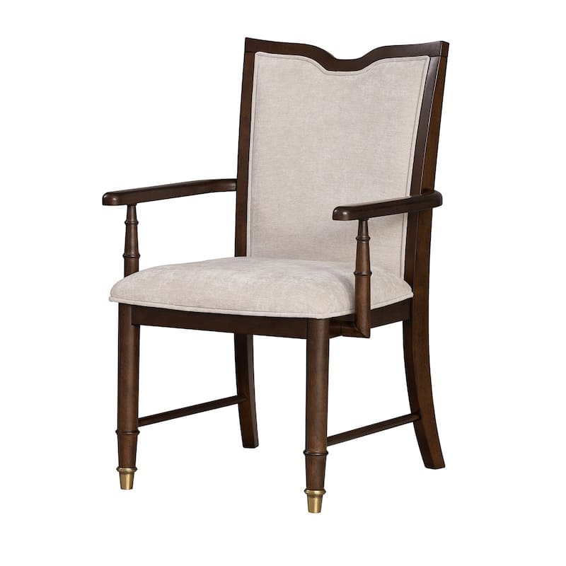 Formal Dark Cherry Finsih Upholstered Arm Chairs