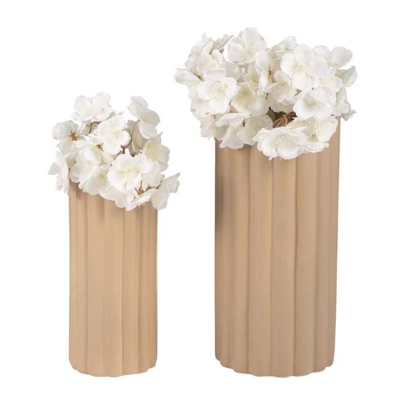 Sagebrook Home Chic Sculpted Ribbed Vase Set of 2