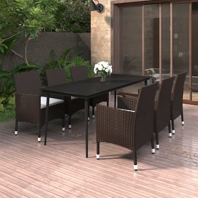 vidaXL Patio Dining Set 3/5/7 Piece Multi Colors 31.5"/55.1" Table Length - 78.7" x 39.4" x 29.1"