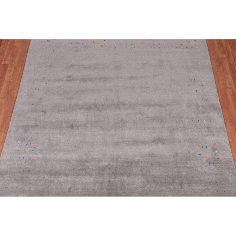 Gabbeh Indian Area Rug Hand-Knotted Wool Carpet - 7'10" x 9'9"
