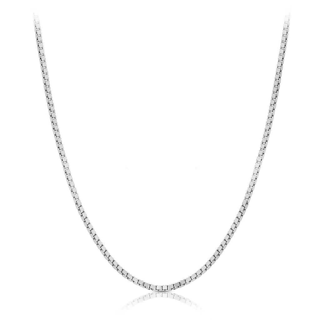 10k Solid White Gold Classic Box Chain Necklace 0.6mm