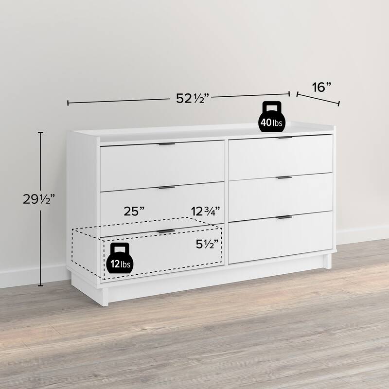 Prepac Simply Modern 6 Drawer 52.5" W Dresser