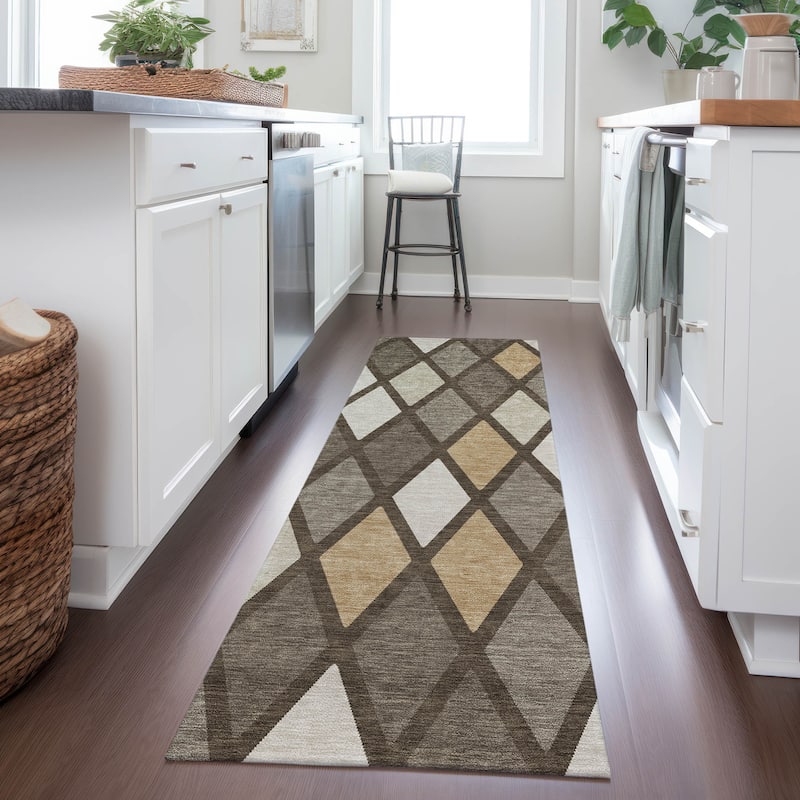 Machine Washable Indoor/ Outdoor Chantille Diamond Prism Rug