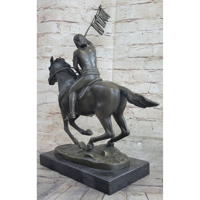 Native American Indian Man W/ Imitative Horse Bronze Sculpture Statue Figure Art Figurine