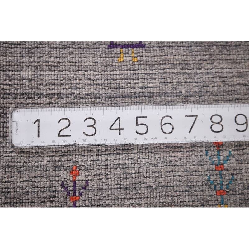 Silver Gray Striped Gabbeh Indian Area Rug Handmade Wool Carpet - 8'0"x 9'8"