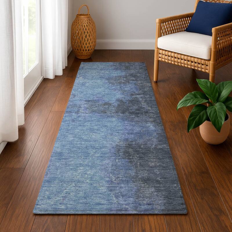 Premium Washable Super Soft Vintage Traditional Mayfield Rug - Navy - 2'3" x 7'6"