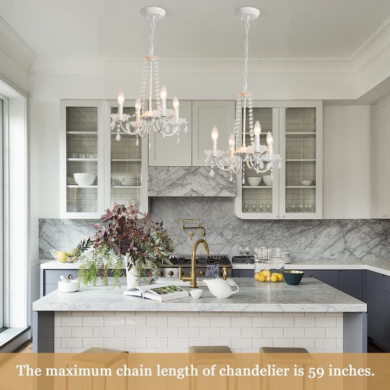 Mini Modern 4-Light Candle Style Crystal Chandelier - 15.74'' W x 17.71'' H - N/A