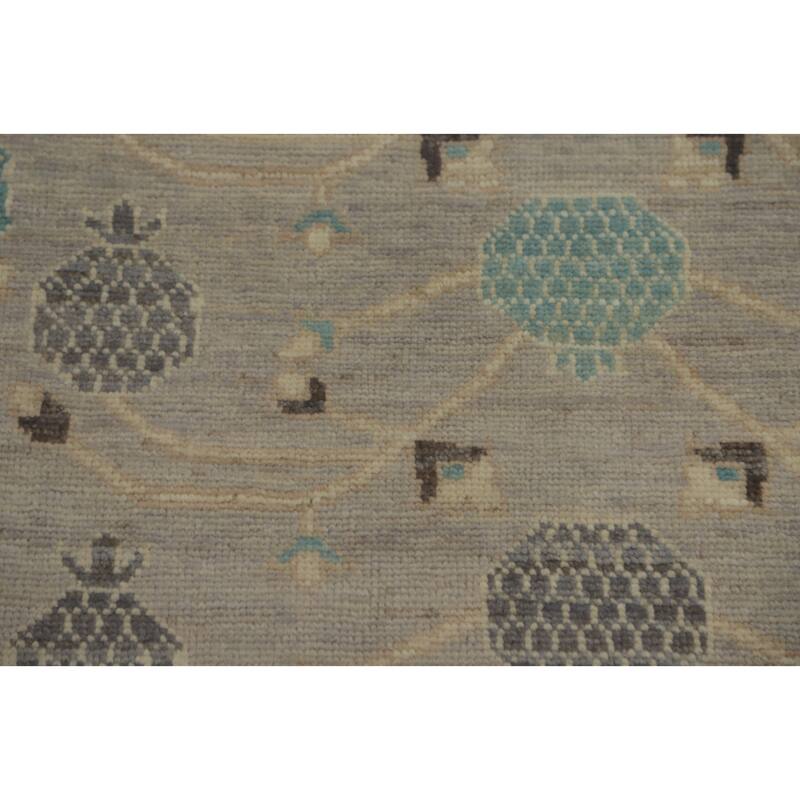 Hand Knotted Oriental 100% Wool Carpet Transitional All-Over Greys & Charcoal Oushak Area Rug - 9' 10'' X 7' 9''