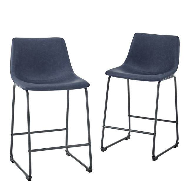 Middlebrook Prusiner 24-inch Faux Leather Counter Stool, Set of 2