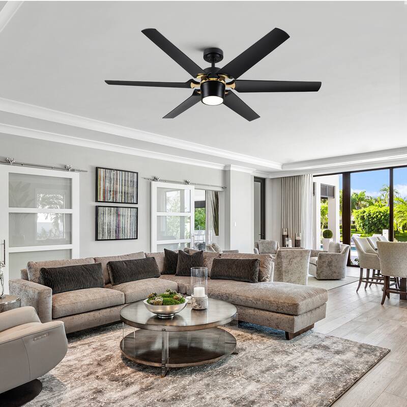 YUHAO 72 Inch Windmill Antique Black Industrial Wooden Large Ceiling Fans With LED Lights and Remote Control