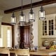 preview thumbnail 5 of 13, Arlo 34" 4-Light Farmhouse Industrial Iron/Glass Linear LED Pendant, Oil Rubbed Bronze/Clear by JONATHAN Y