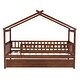 preview thumbnail 66 of 78, Pine Wood House Platform Bed with Trundle and Headboards, Creativity House Shape, Sturdy Construction