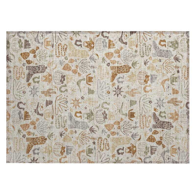 Machine Washable Indoor/ Outdoor Modern Ranch Chantille Rug