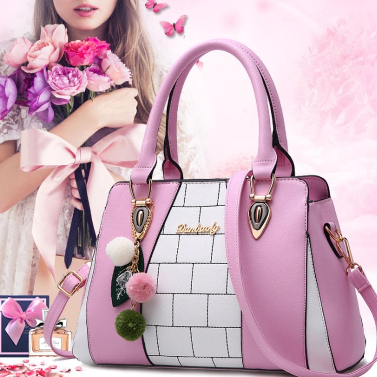 Ye Store Pretty Skull Lady PU Leather Handbag Tote Bag Shoulder Bag Shopping Bag