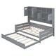 preview thumbnail 9 of 12, Full Wooden Daybed With Size Trundle and All-in-One Cabinet, Grey