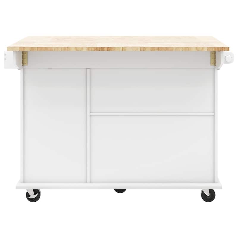 Rolling Kitchen Cart with Internal Storage Rack and Pull Out Cabinet - N/A