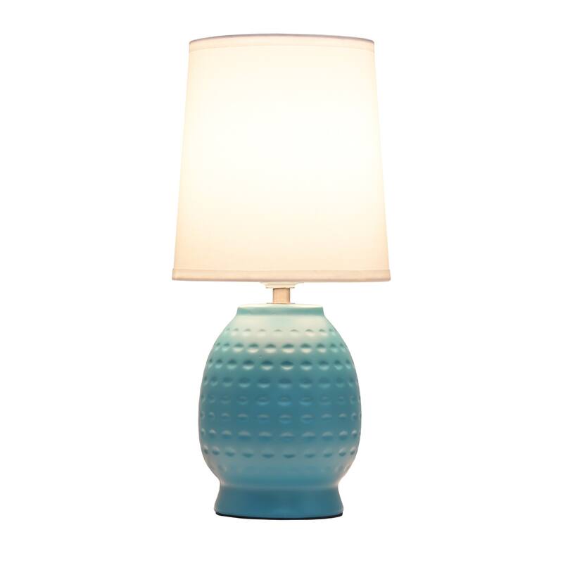 Petite Dimpled Ceramic Table Lamp with Tapered Shade - 12.5" - Teal Blue