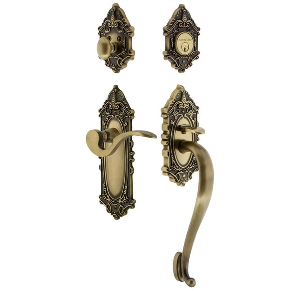 Nostalgic Warehouse VICMAN_ESET_234_SG_RH Victorian Right Handed Sectional Single Cylinder Keyed Entry Handleset with S Grip