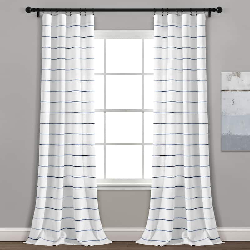 Carson Carrington Pajebo Ombre Stripe Cotton Curtain Panel Pair - 40"w x 108"L - Navy