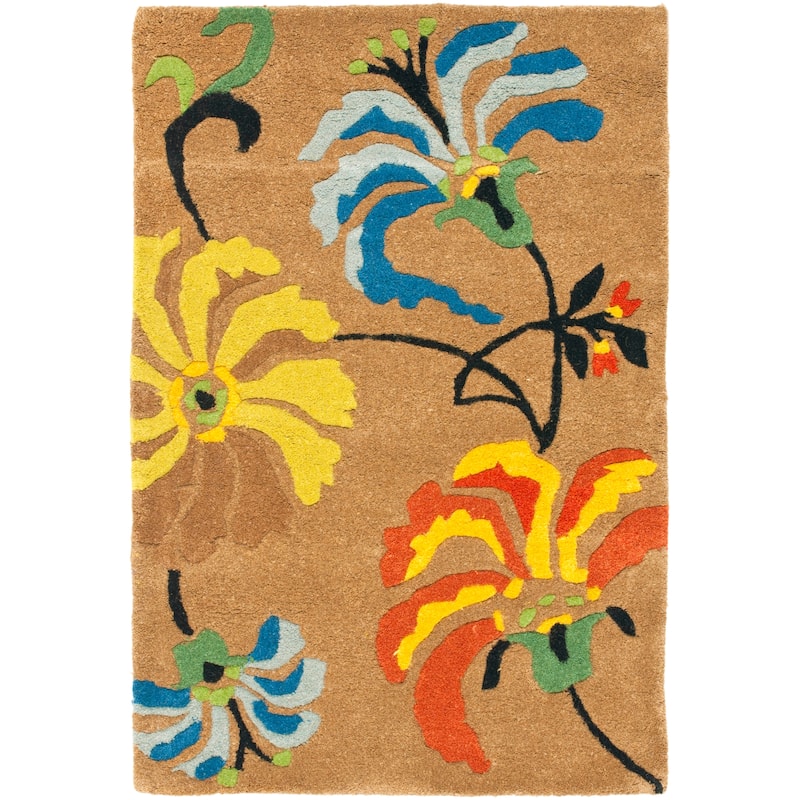SAFAVIEH Handmade Soho Ciji Floral N.Z. Wool Rug - 2' x 3' - Brown/Multi