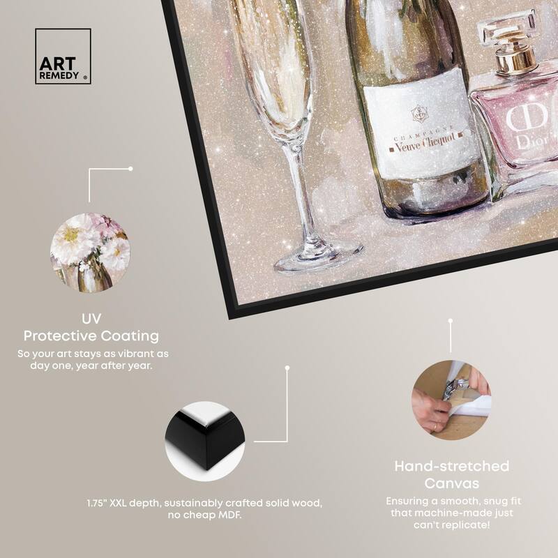 Light Floral Champagne Vase Canvas by Art Remedy