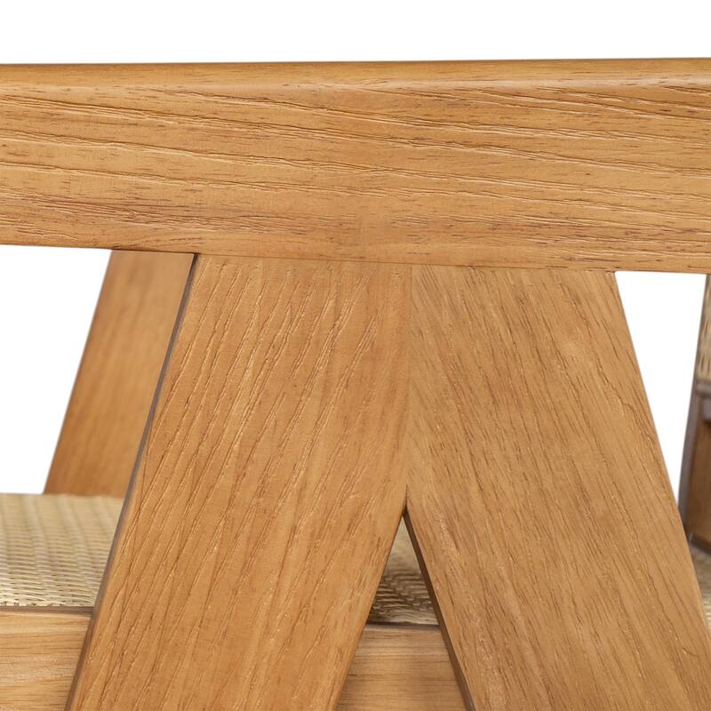 27",Set of 2 Modern Minimalist Bar Stool with Cane Seat, Solid Wood Frame