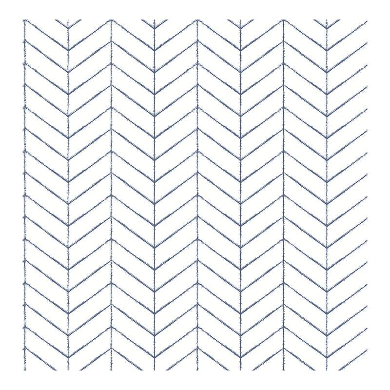 Chesapeake Bison Navy Herringbone Wallpaper - 20.5 x 396 x 0.025
